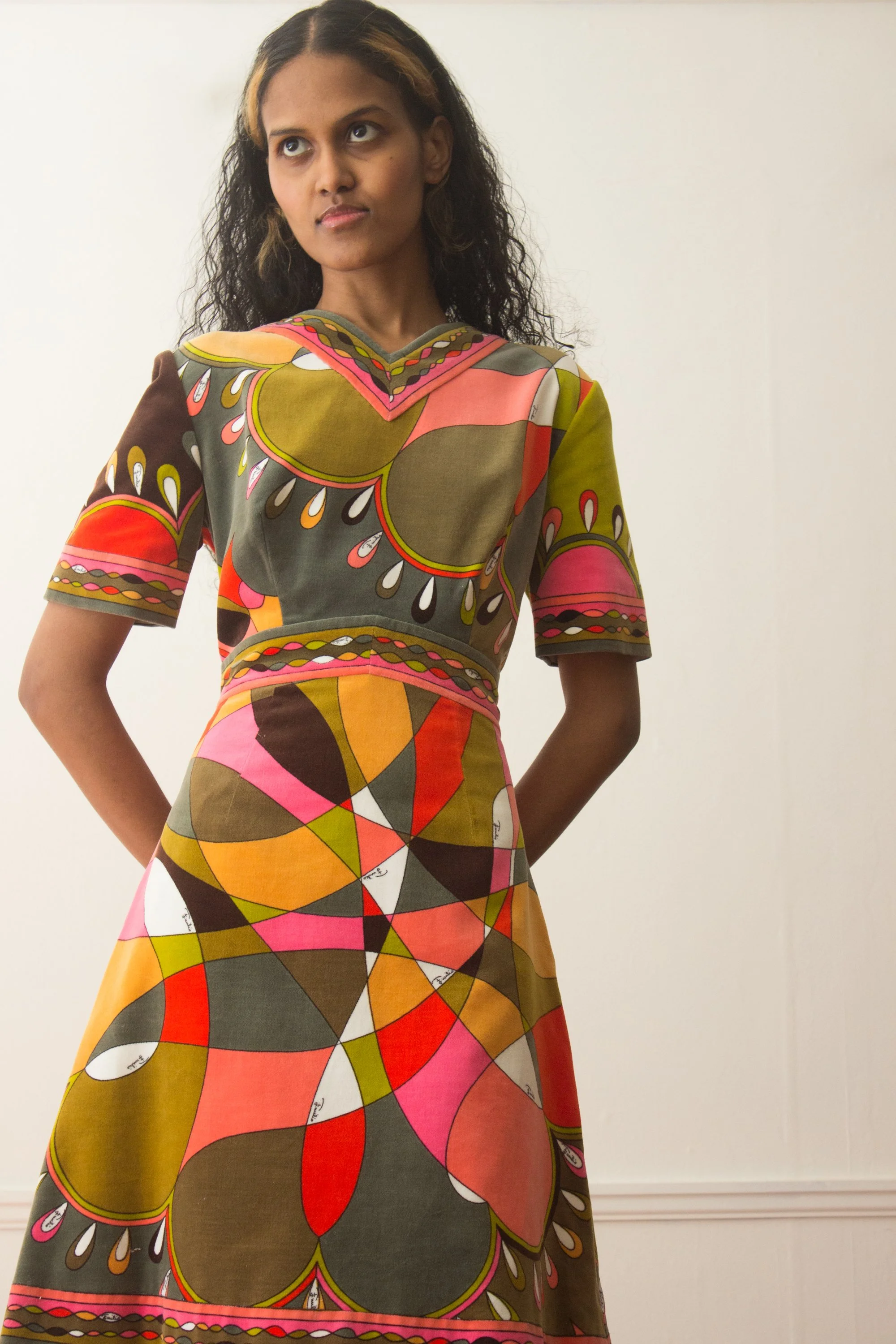 1960s Emilio Pucci Velvet Kaleidescope Mini Dress Wayward Collection